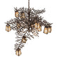 Meyda Lighting Pine Branch 262112 52" 12-Light Mahogany Bronze Valley View Chandelier With Silver Mica Shade Glass