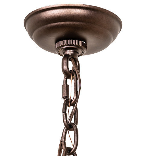 Meyda Lighting Pine Branch 262112 52" 12-Light Mahogany Bronze Valley View Chandelier With Silver Mica Shade Glass