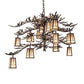 Meyda Lighting Pine Branch 262112 52" 12-Light Mahogany Bronze Valley View Chandelier With Silver Mica Shade Glass