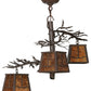 Meyda Lighting Pine Branch 28" 3-Light Cafe Noir Valley View Chandelier With Amber Mica Shade Glass