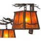 Meyda Lighting Pine Branch 28" 3-Light Cafe Noir Valley View Chandelier With Amber Mica Shade Glass