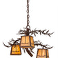 Meyda Lighting Pine Branch 28" 3-Light Rust Valley View Chandelier With Beige Iridescent Shade Glass