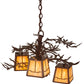 Meyda Lighting Pine Branch 28" 3-Light Rust Valley View Chandelier With Beige Iridescent Shade Glass