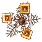 Meyda Lighting Pine Branch 28" 3-Light Rust Valley View Chandelier With Beige Iridescent Shade Glass