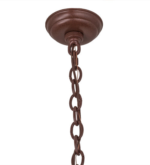 Meyda Lighting Pine Branch 28" 3-Light Rust Valley View Chandelier With Beige Iridescent Shade Glass