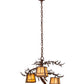Meyda Lighting Pine Branch 28" 3-Light Rust Valley View Chandelier With Beige Iridescent Shade Glass