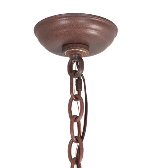Meyda Lighting Pine Branch 28" 3-Light Rust & Wrought Iron Valley View Chandelier With Beige Iridescent Shade Glass