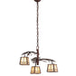 Meyda Lighting Pine Branch 28" 3-Light Rust & Wrought Iron Valley View Chandelier With Beige Iridescent Shade Glass