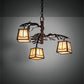 Meyda Lighting Pine Branch 28" 3-Light Rust & Wrought Iron Valley View Chandelier With Beige Iridescent Shade Glass