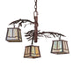 Meyda Lighting Pine Branch 28" 3-Light Rust & Wrought Iron Valley View Chandelier With Beige Iridescent Shade Glass
