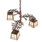 Meyda Lighting Pine Branch 28" 3-Light Rust & Wrought Iron Valley View Chandelier With Beige Iridescent Shade Glass