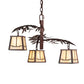 Meyda Lighting Pine Branch 28" 3-Light Rust & Wrought Iron Valley View Chandelier With Beige Iridescent Shade Glass