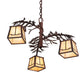 Meyda Lighting Pine Branch 28" 3-Light Rust & Wrought Iron Valley View Chandelier With Beige Iridescent Shade Glass