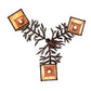 Meyda Lighting Pine Branch 28" 3-Light Rust & Wrought Iron Valley View Chandelier With Beige Iridescent Shade Glass