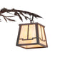 Meyda Lighting Pine Branch 28" 3-Light Rust & Wrought Iron Valley View Chandelier With Beige Iridescent Shade Glass