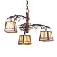 Meyda Lighting Pine Branch 28" 3-Light Rust & Wrought Iron Valley View Chandelier With Beige Iridescent Shade Glass