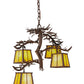 Meyda Lighting Pine Branch 28" 4-Light Cafe Noir Chandelier With Beige Art Shade Glass
