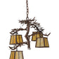 Meyda Lighting Pine Branch 28" 4-Light Cafe Noir Chandelier With Beige Art Shade Glass