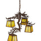 Meyda Lighting Pine Branch 28" 4-Light Cafe Noir Chandelier With Beige Art Shade Glass