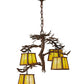 Meyda Lighting Pine Branch 28" 4-Light Cafe Noir Chandelier With Beige Art Shade Glass
