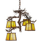 Meyda Lighting Pine Branch 28" 4-Light Cafe Noir Chandelier With Beige Art Shade Glass