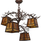 Meyda Lighting Pine Branch 28" 4-Light Cafe Noir Valley View Chandelier With Honey Opal Art Frosted Shade Glass