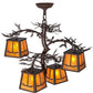 Meyda Lighting Pine Branch 28" 4-Light Cafe Noir Valley View Chandelier With Honey Opal Art Frosted Shade Glass