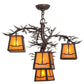 Meyda Lighting Pine Branch 28" 4-Light Cafe Noir Valley View Chandelier With Honey Opal Art Frosted Shade Glass