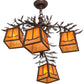 Meyda Lighting Pine Branch 28" 4-Light Cafe Noir Valley View Chandelier With Honey Opal Art Frosted Shade Glass