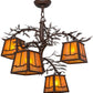 Meyda Lighting Pine Branch 28" 4-Light Cafe Noir Valley View Chandelier With Honey Opal Art Frosted Shade Glass