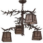 Meyda Lighting Pine Branch 28" 4-Light Cafe Noir Valley View Chandelier With Silver Mica Shade Glass