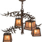 Meyda Lighting Pine Branch 28" 4-Light Cafe Noir Valley View Chandelier With Silver Mica Shade Glass
