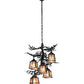 Meyda Lighting Pine Branch 28" 5-Light Gun Metal & Green Branches Valley View Chandelier With Silver Mica Shade Glass