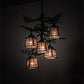 Meyda Lighting Pine Branch 28" 5-Light Gun Metal & Green Branches Valley View Chandelier With Silver Mica Shade Glass
