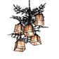 Meyda Lighting Pine Branch 28" 5-Light Gun Metal & Green Branches Valley View Chandelier With Silver Mica Shade Glass