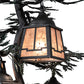 Meyda Lighting Pine Branch 28" 5-Light Gun Metal & Green Branches Valley View Chandelier With Silver Mica Shade Glass