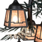 Meyda Lighting Pine Branch 28" 5-Light Gun Metal & Green Branches Valley View Chandelier With Silver Mica Shade Glass