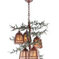 Meyda Lighting Pine Branch 28" 5-Light Rust With Green Branches Chandelier With Silver Mica Shade Glass