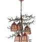 Meyda Lighting Pine Branch 28" 5-Light Rust With Green Branches Chandelier With Silver Mica Shade Glass