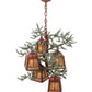 Meyda Lighting Pine Branch 28" 5-Light Rust With Green Branches Chandelier With Silver Mica Shade Glass
