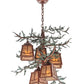 Meyda Lighting Pine Branch 28" 5-Light Rust With Green Branches Chandelier With Silver Mica Shade Glass
