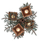 Meyda Lighting Pine Branch 28" 5-Light Rust With Green Branches Chandelier With Silver Mica Shade Glass