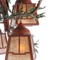 Meyda Lighting Pine Branch 28" 5-Light Rust With Green Branches Chandelier With Silver Mica Shade Glass