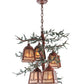 Meyda Lighting Pine Branch 28" 5-Light Rust With Green Branches Chandelier With Silver Mica Shade Glass