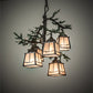 Meyda Lighting Pine Branch 28" 5-Light Timeless Bronze & Green Branches Valley View Chandelier With Silver Mica Shade Glass