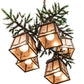 Meyda Lighting Pine Branch 28" 5-Light Timeless Bronze & Green Branches Valley View Chandelier With Silver Mica Shade Glass