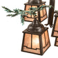 Meyda Lighting Pine Branch 28" 5-Light Timeless Bronze & Green Branches Valley View Chandelier With Silver Mica Shade Glass