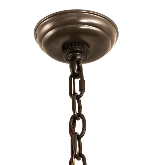 Meyda Lighting Pine Branch 28" 5-Light Timeless Bronze & Green Branches Valley View Chandelier With Silver Mica Shade Glass