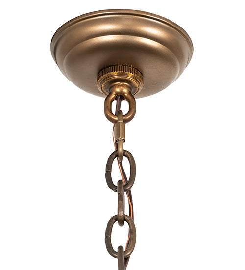 Meyda Lighting Pine Branch 29" 5-Light Antique Copper Valley View Chandelier With Amber Mica Shade Glass