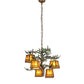Meyda Lighting Pine Branch 29" 5-Light Antique Copper Valley View Chandelier With Amber Mica Shade Glass